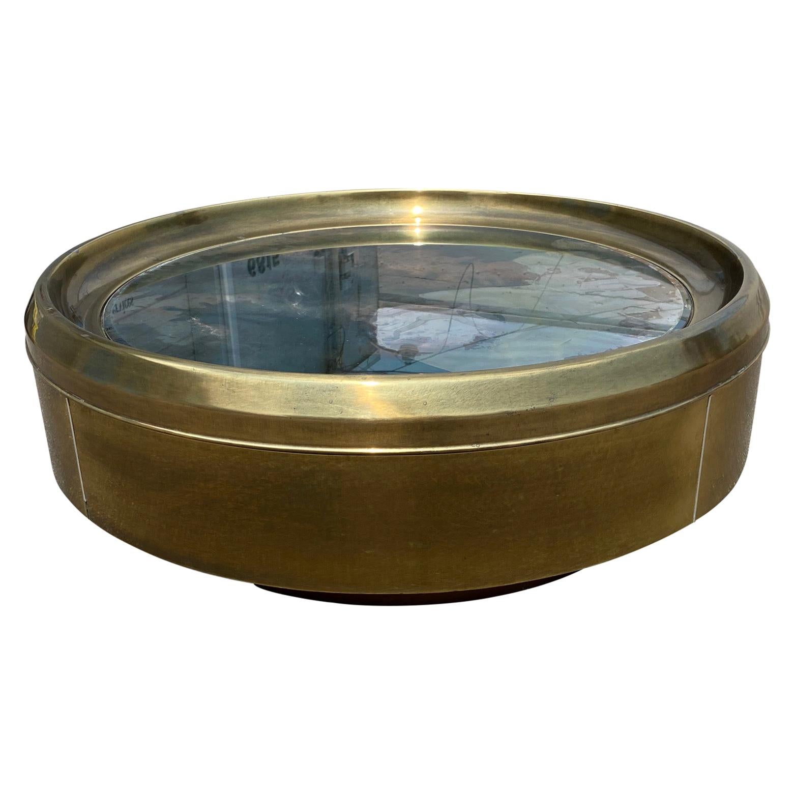 Brass Mastercraft Coffee Table with Mirror For Sale