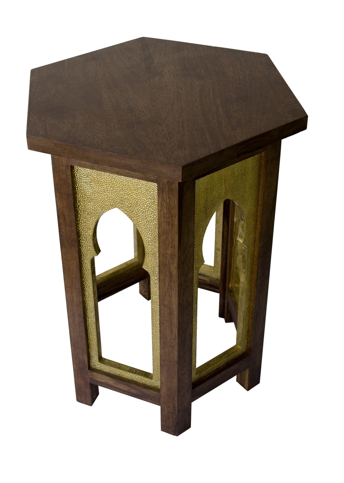Other Mehrab Table in Brass Clad Over Wood Handcrafted in India by Stephanie Odegard For Sale