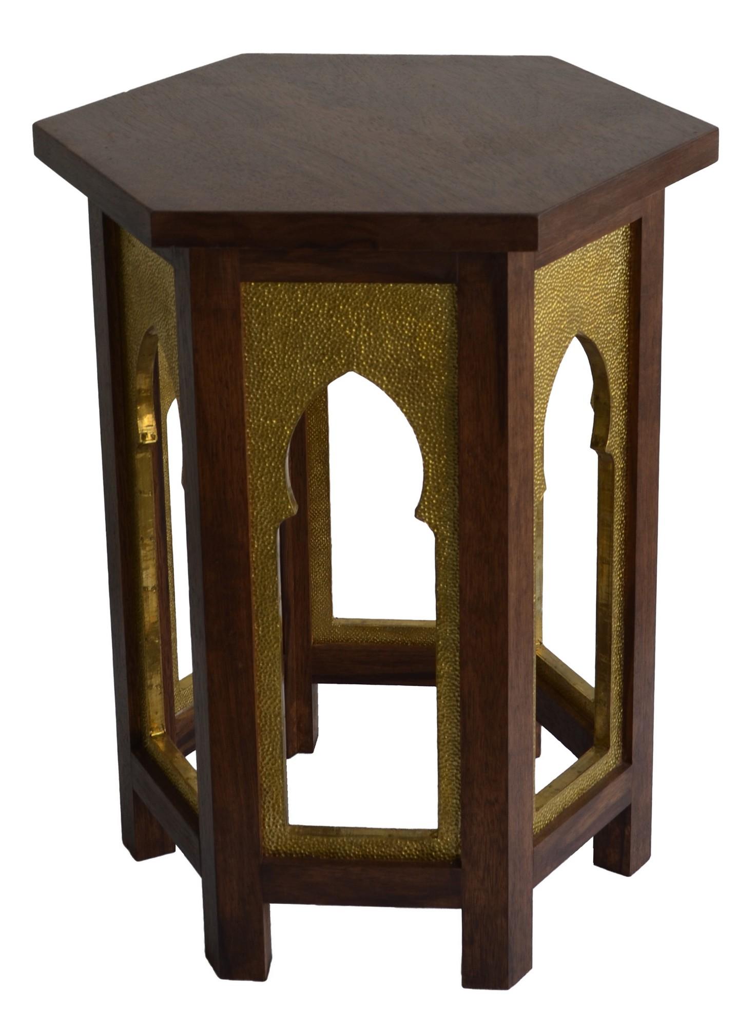 Mehrab Table in Brass Clad Over Wood Handcrafted in India by Stephanie Odegard In New Condition For Sale In New York, NY