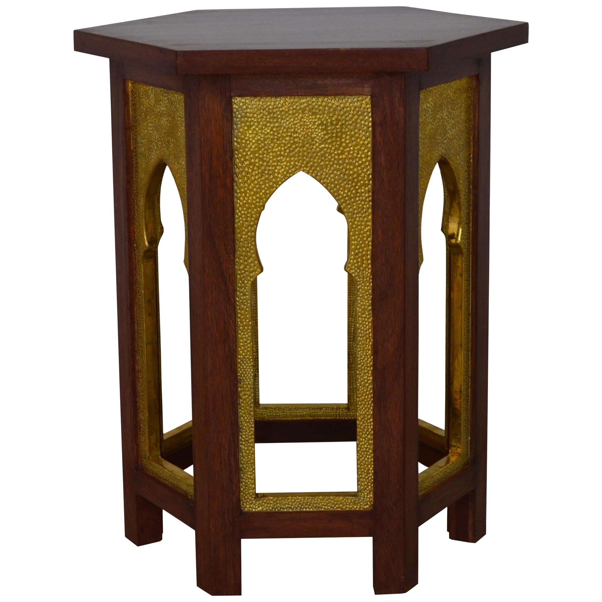 Mehrab Table in Brass Clad Over Wood Handcrafted in India by Stephanie Odegard For Sale