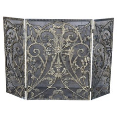 Brass Mesh 3 Panel Floral Acanthus Fireplace Folding Fire Screen Hearthware 55"