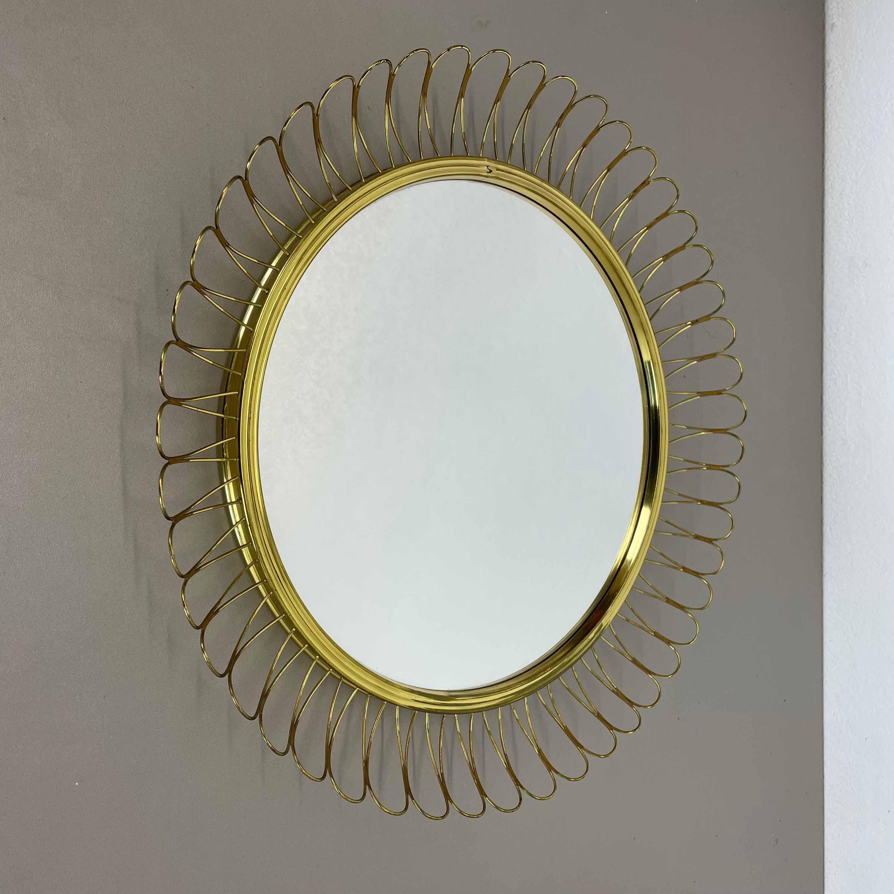 Mid-Century Modern Brass Metal Round Mirror by Josef Frank for Svenskt Tenn, Sweden, 1960s