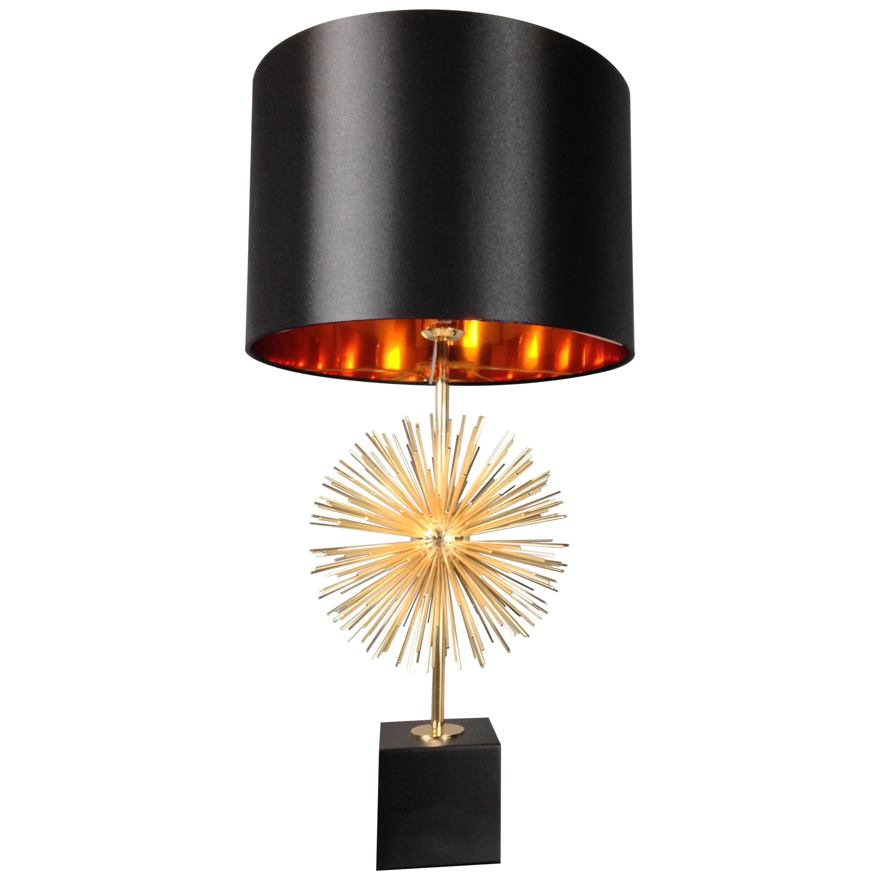 Brass Metal and Black Shade Table Lamp