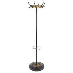 Brass and Metal Coat Stand by Jacques Adnet with brass hooks, France, 1950s