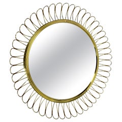 Brass Metal Round Mirror by Josef Frank for Svenskt Tenn, Sweden, 1960s