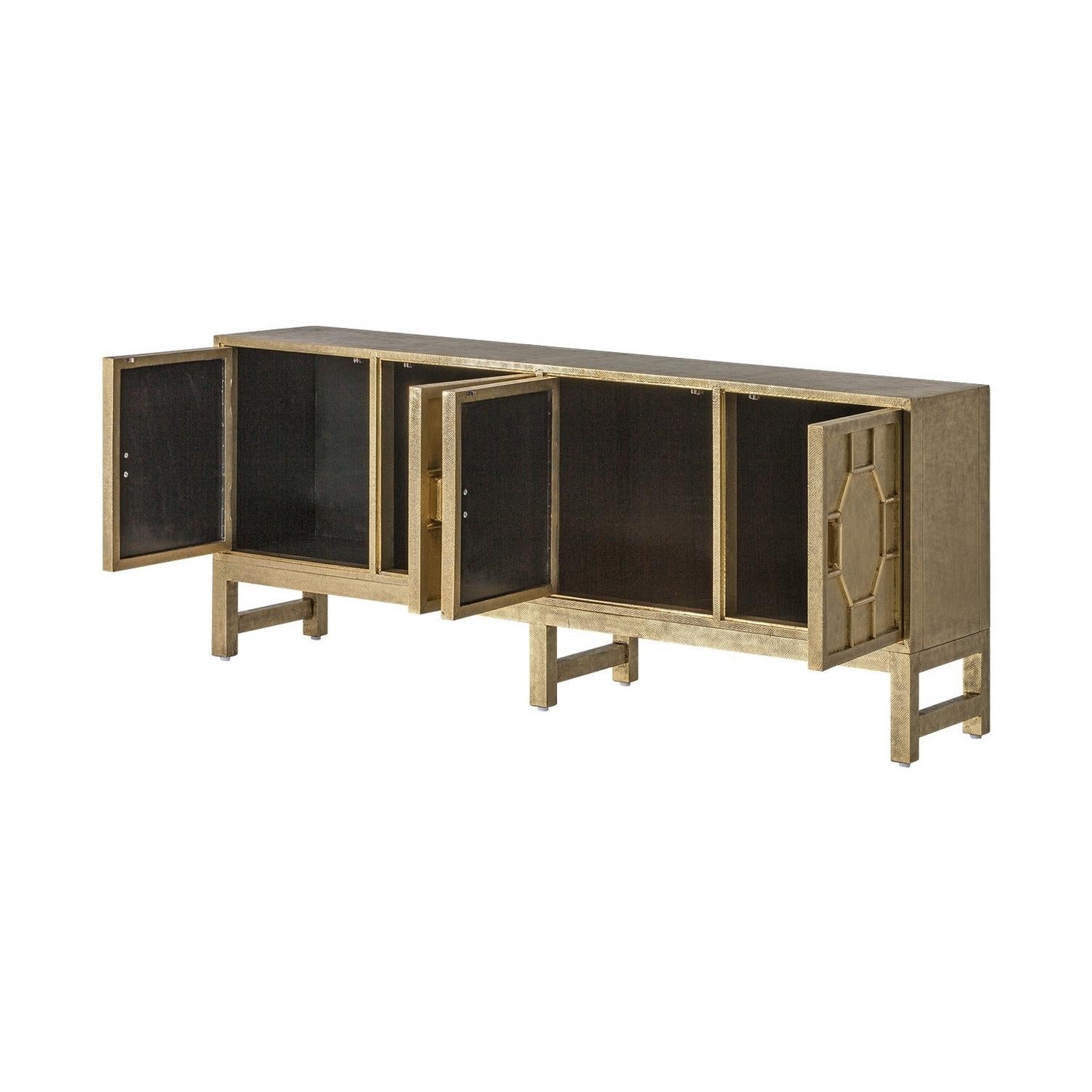 Contemporary Brass Metal  Brutalist Style Sideboard