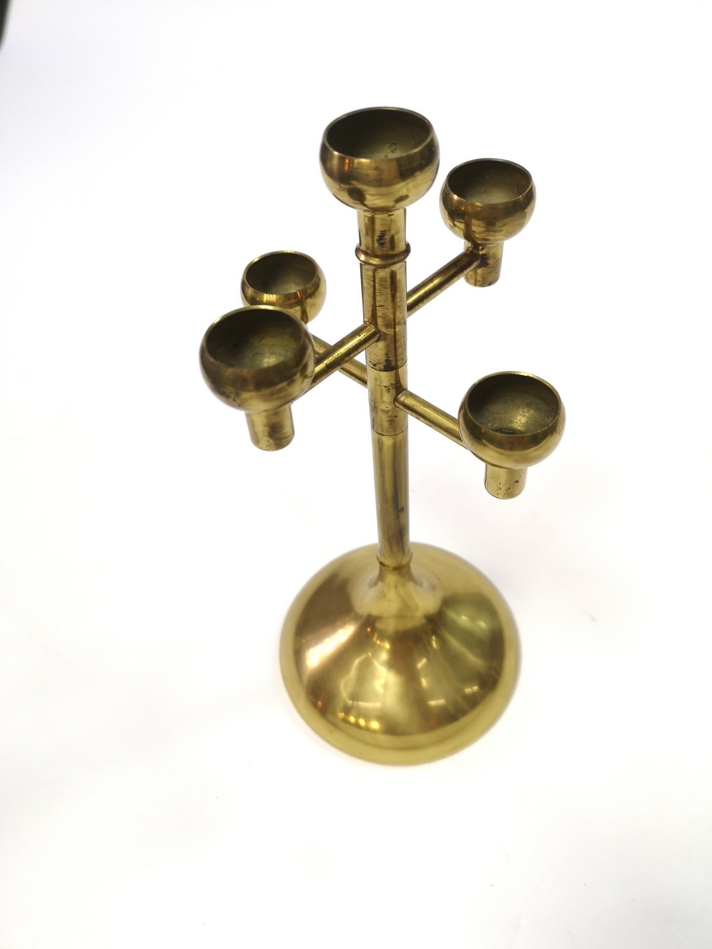 Brass Mid-Century Candleholder, Signed by Metalsmith Fordos, 1970's In Good Condition In Budapest, HU