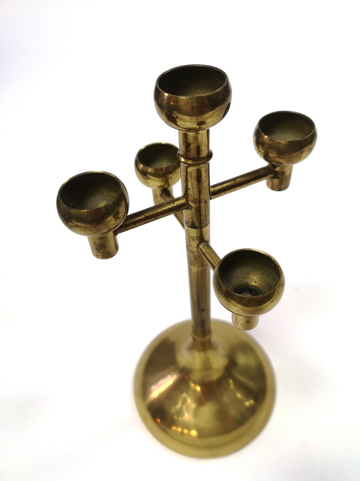 Brass Mid-Century Candleholder, Signed by Metalsmith Fordos, 1970's 2