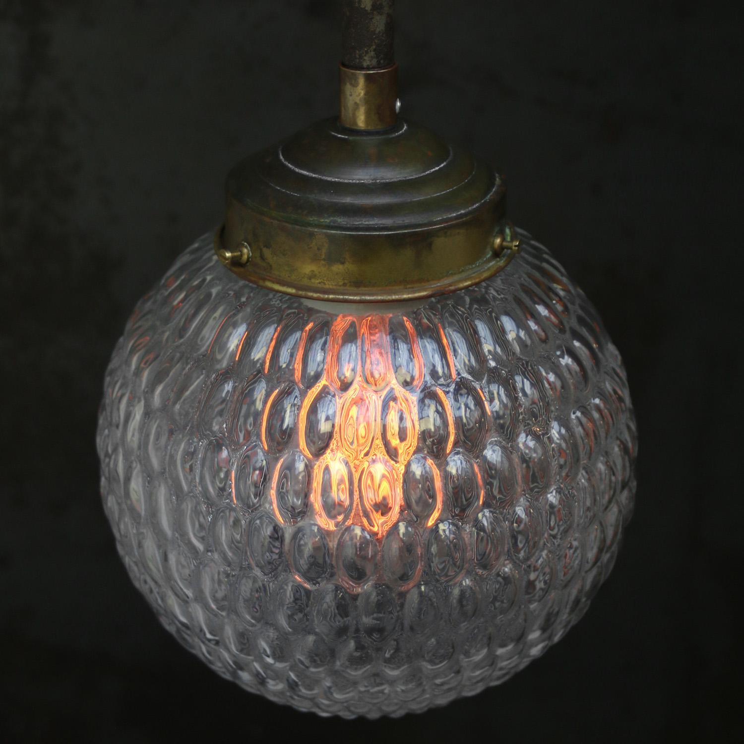 Hungarian Brass Mid Century Clear Glass Cast Iron Sconces Wall Lights For Sale