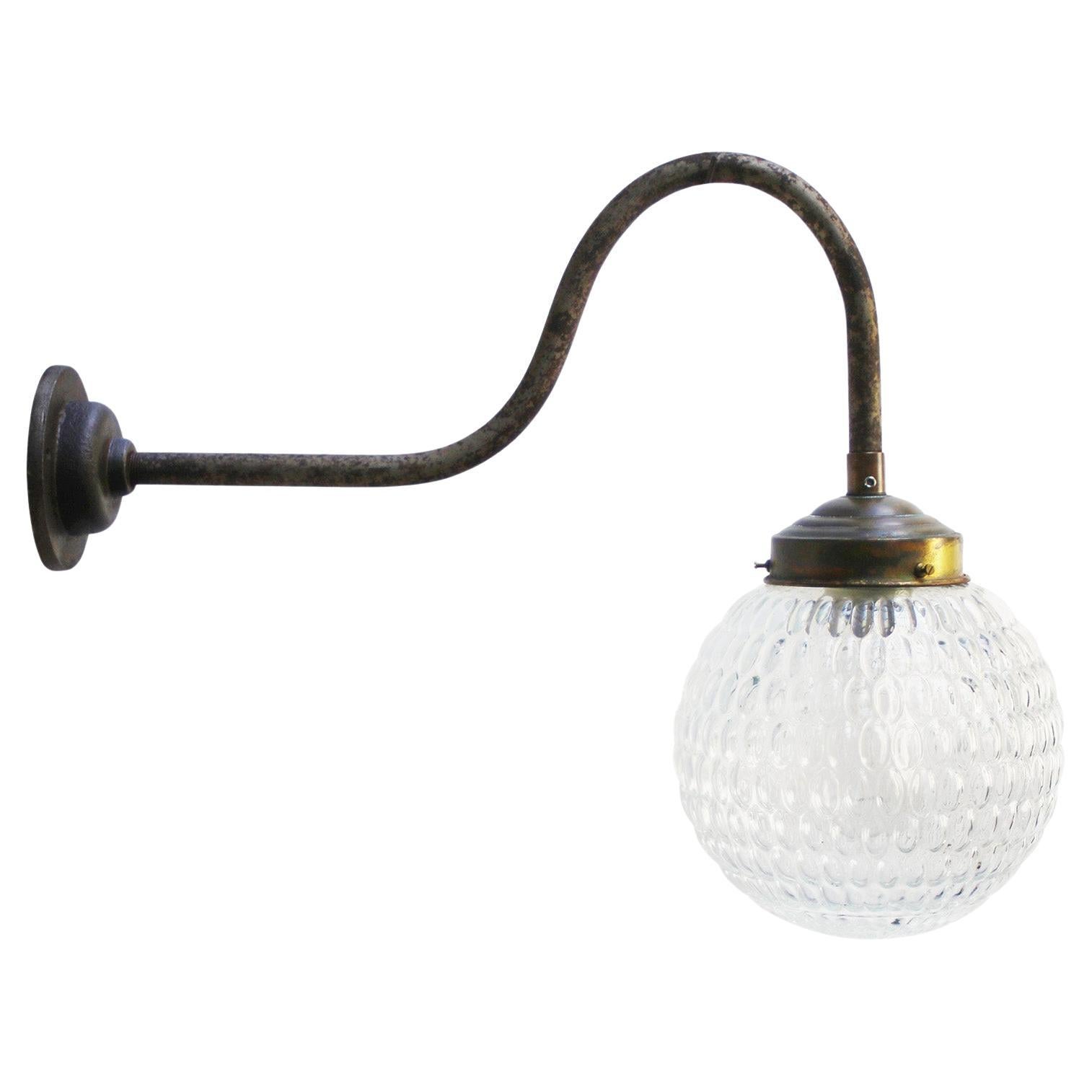 Messing Mid Century Klarglas Gusseisen Wandlampen Lights