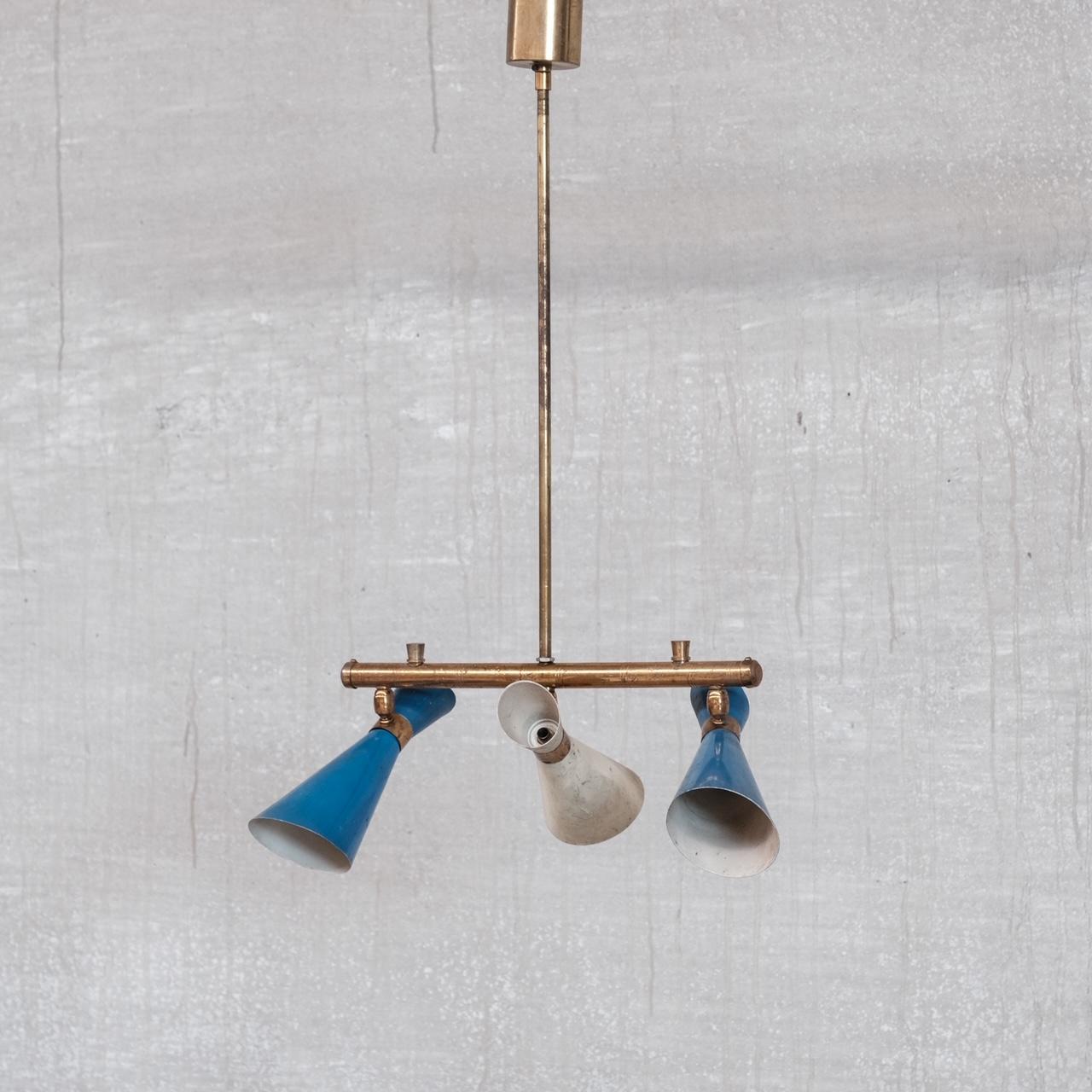 Ciondolo lampadario in ottone del Mid-Century italiano in vendita 2