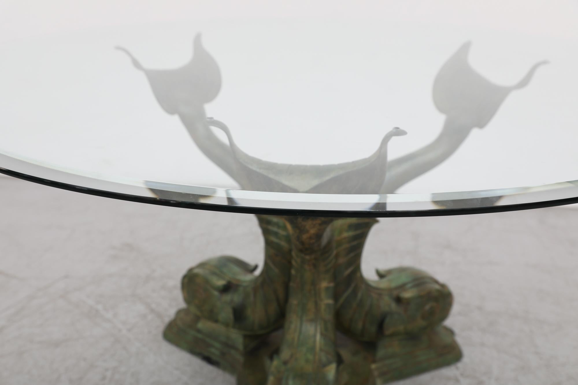Brass Mid-Century Italian Brass and Glass Koi Fish Dining Table For Sale 11