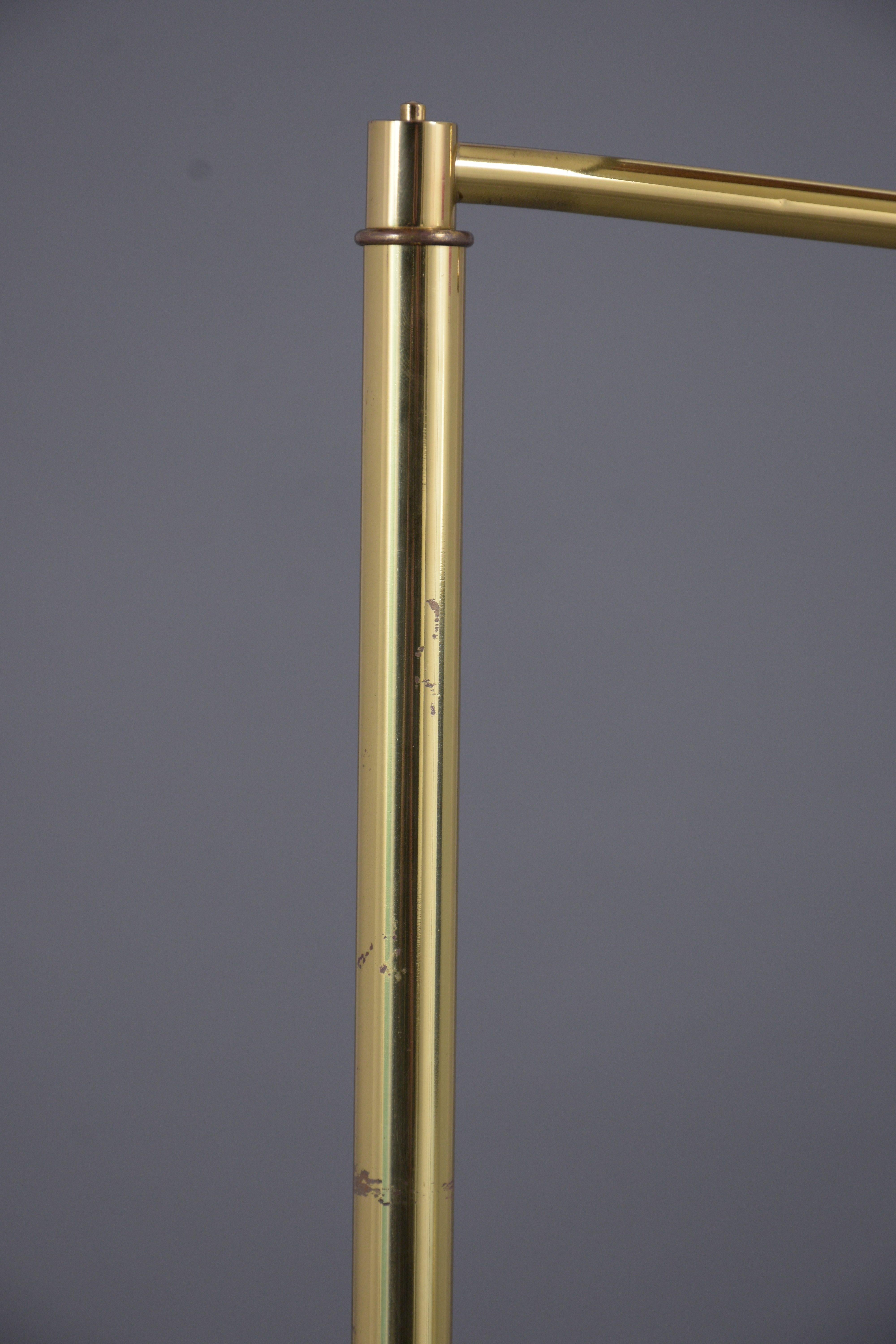 Plated 1970s Vintage Mid-Century Modern Adjustable Brass Floor Lamp - Newly Restored