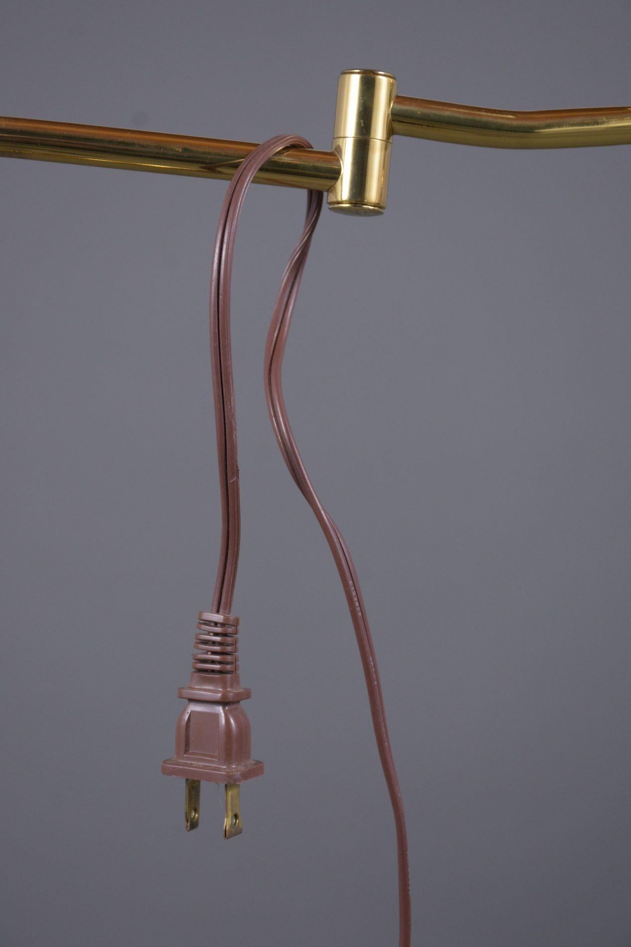 1970s Vintage Mid-Century Modern Adjustable Brass Floor Lamp - Newly Restored In Good Condition In Los Angeles, CA