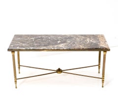Table à cocktail en laiton de style moderne du milieu du siècle dernier dans le style de la Maison Jansen, 1970