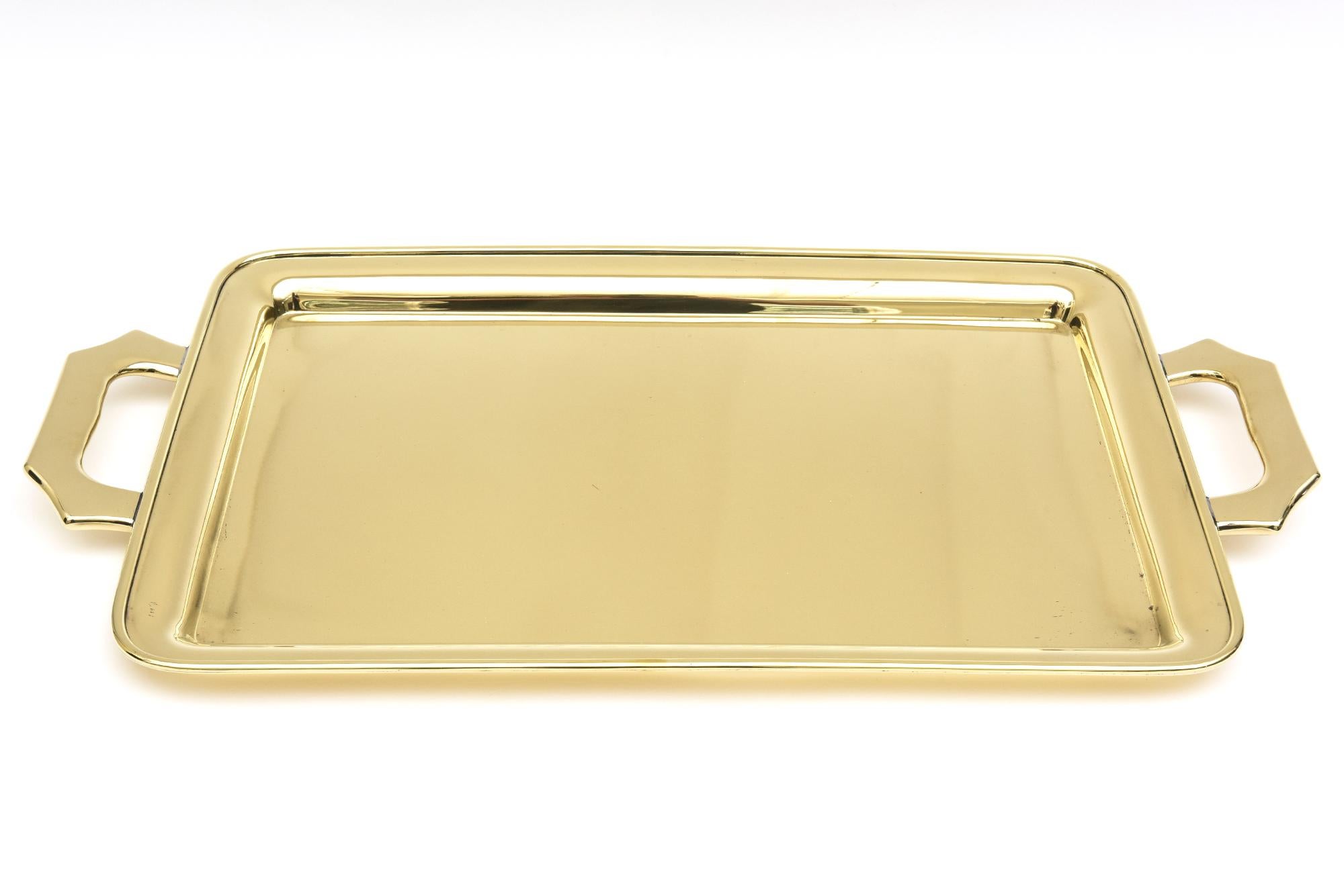 Brass Mid-Century Modern Large Handle Tray Barware 5