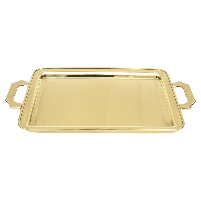 Brass MidCentury Modern Large Handle Tray Barware at 1stDibs