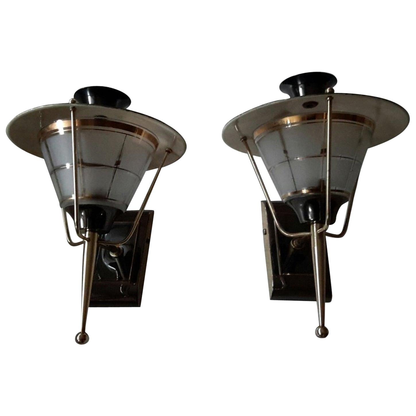 Brass Mid-Century Modern Sconces by Lunel, France, 1950s