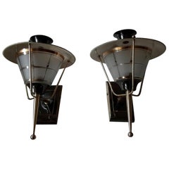 Brass Mid-Century Modern Sconces by Lunel, France, 1950s
