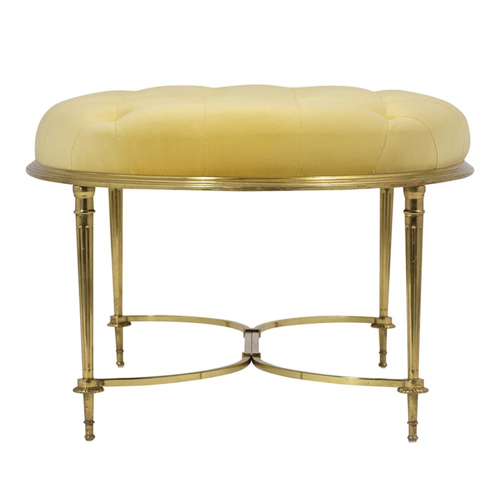 Brass Mid-Century Tufted Bench 2