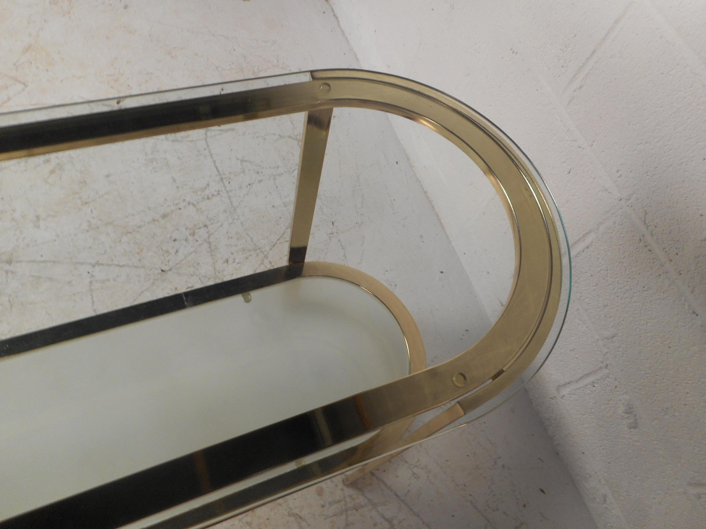 Brass Mid-Century Modern Two-Tier Console Table 6