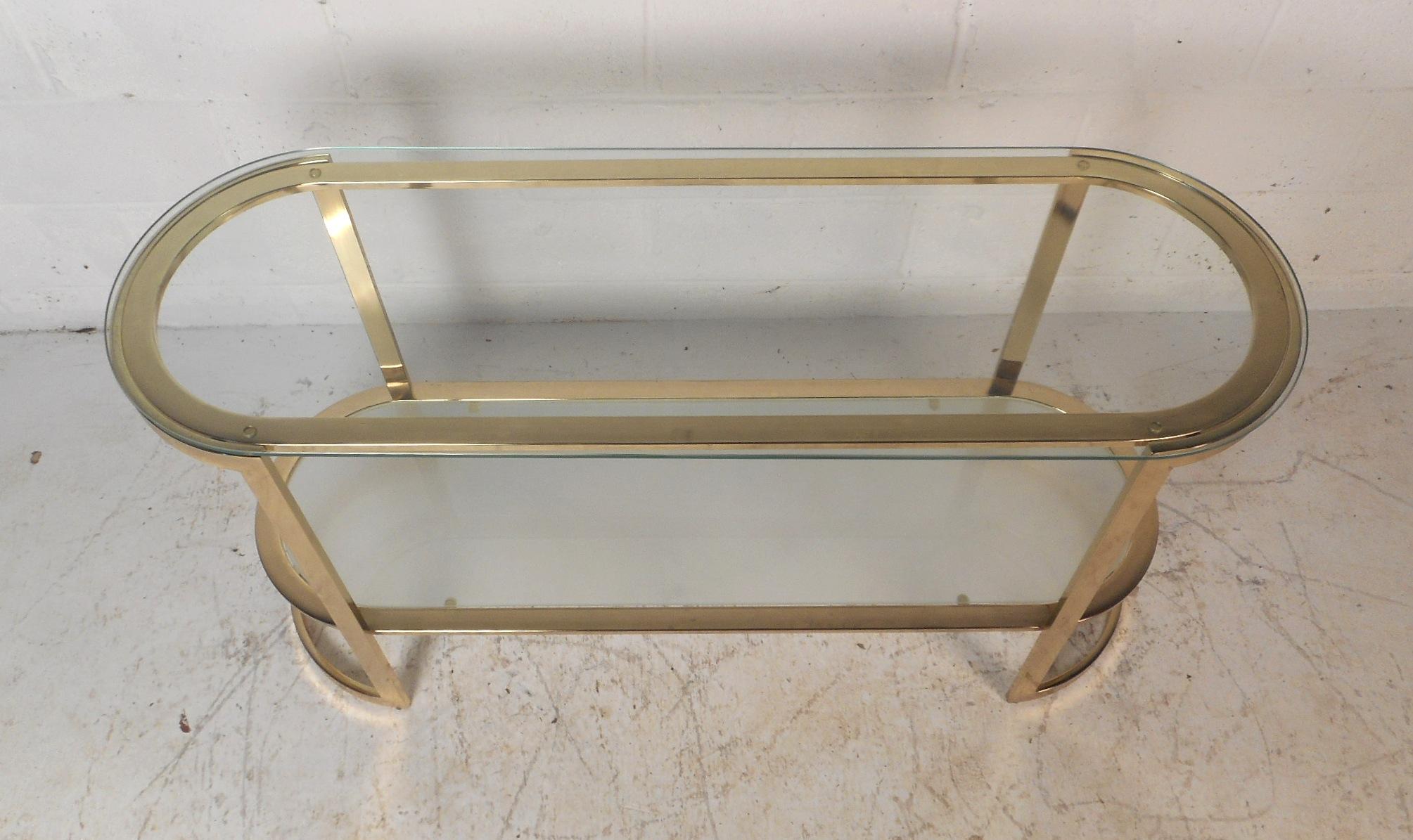 Late 20th Century Brass Mid-Century Modern Two-Tier Console Table