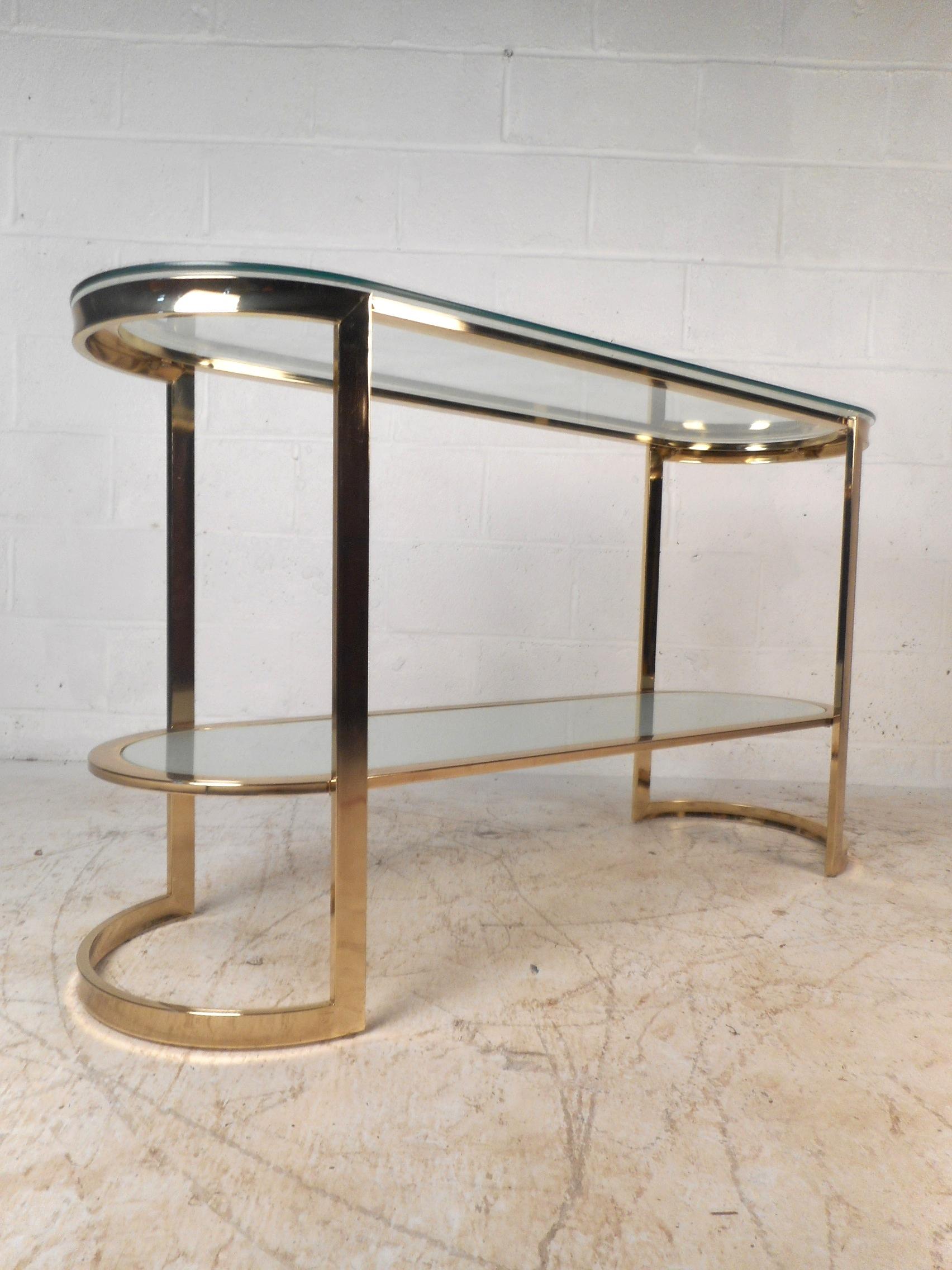 Brass Mid-Century Modern Two-Tier Console Table 1