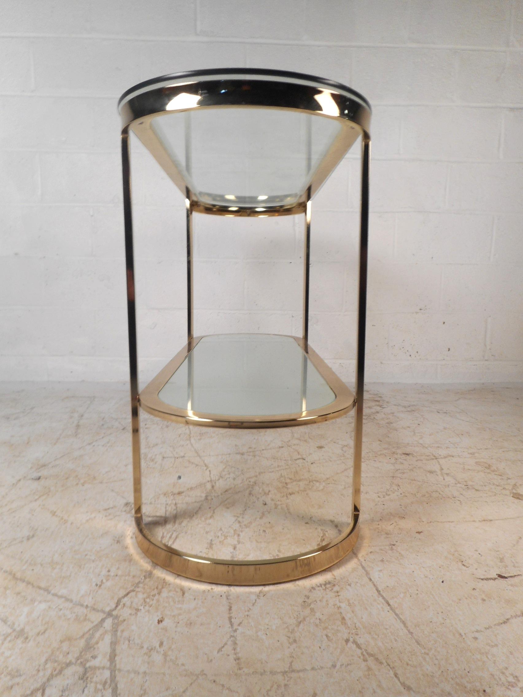 Brass Mid-Century Modern Two-Tier Console Table 2