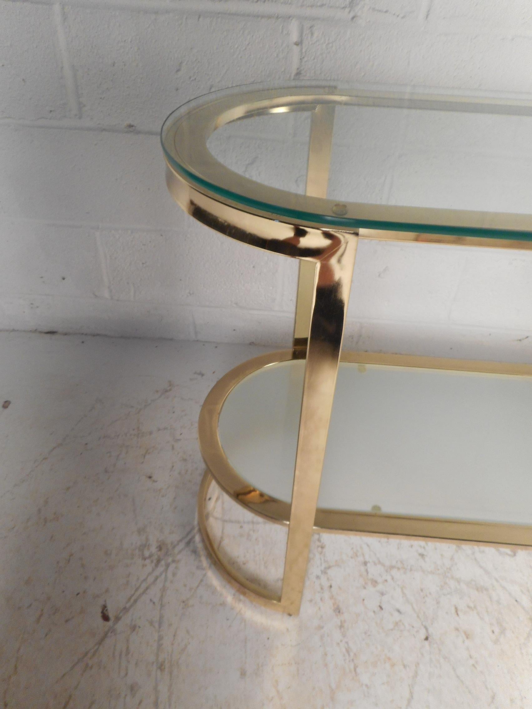 Brass Mid-Century Modern Two-Tier Console Table 3