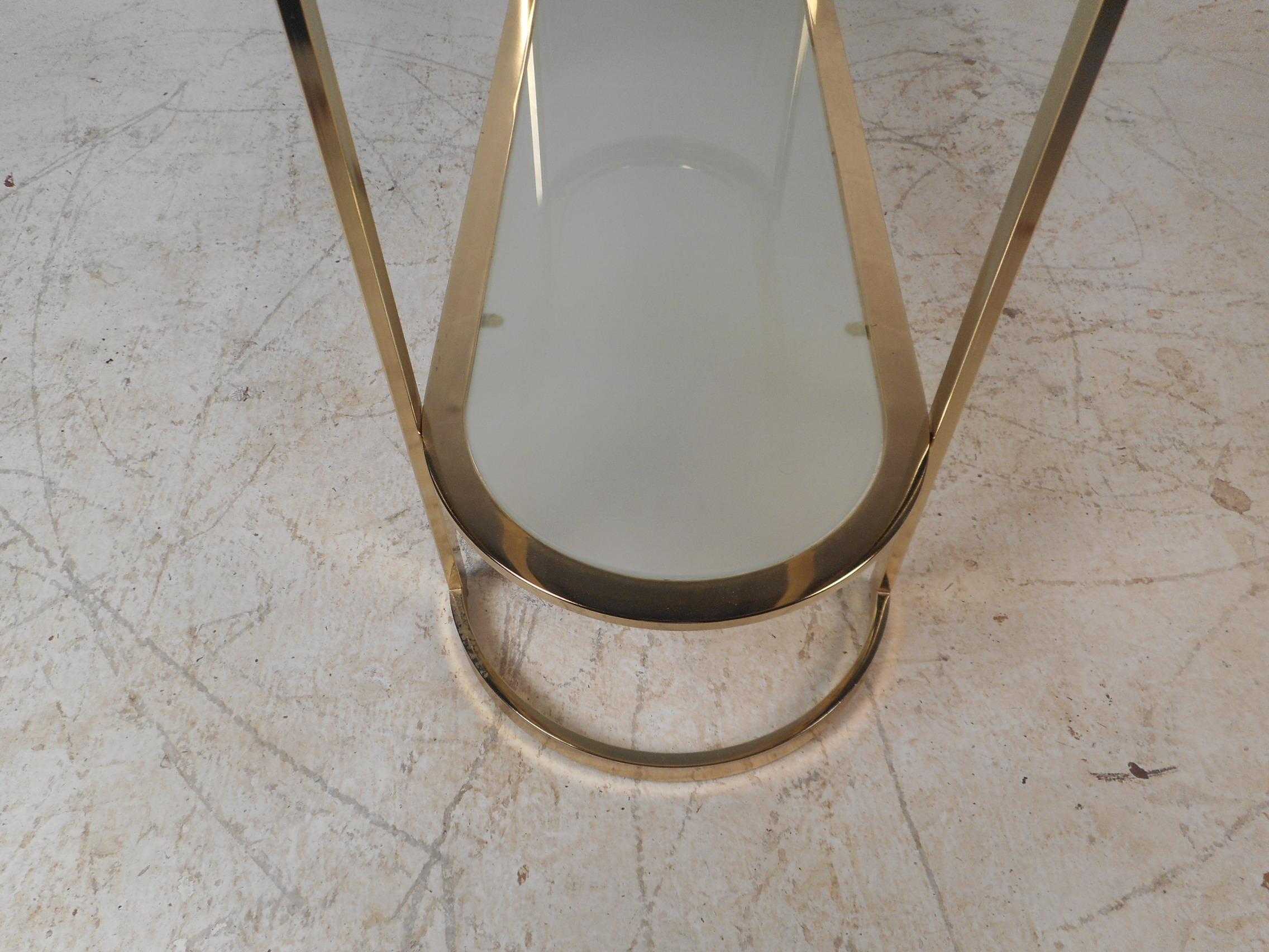 Brass Mid-Century Modern Two-Tier Console Table 4