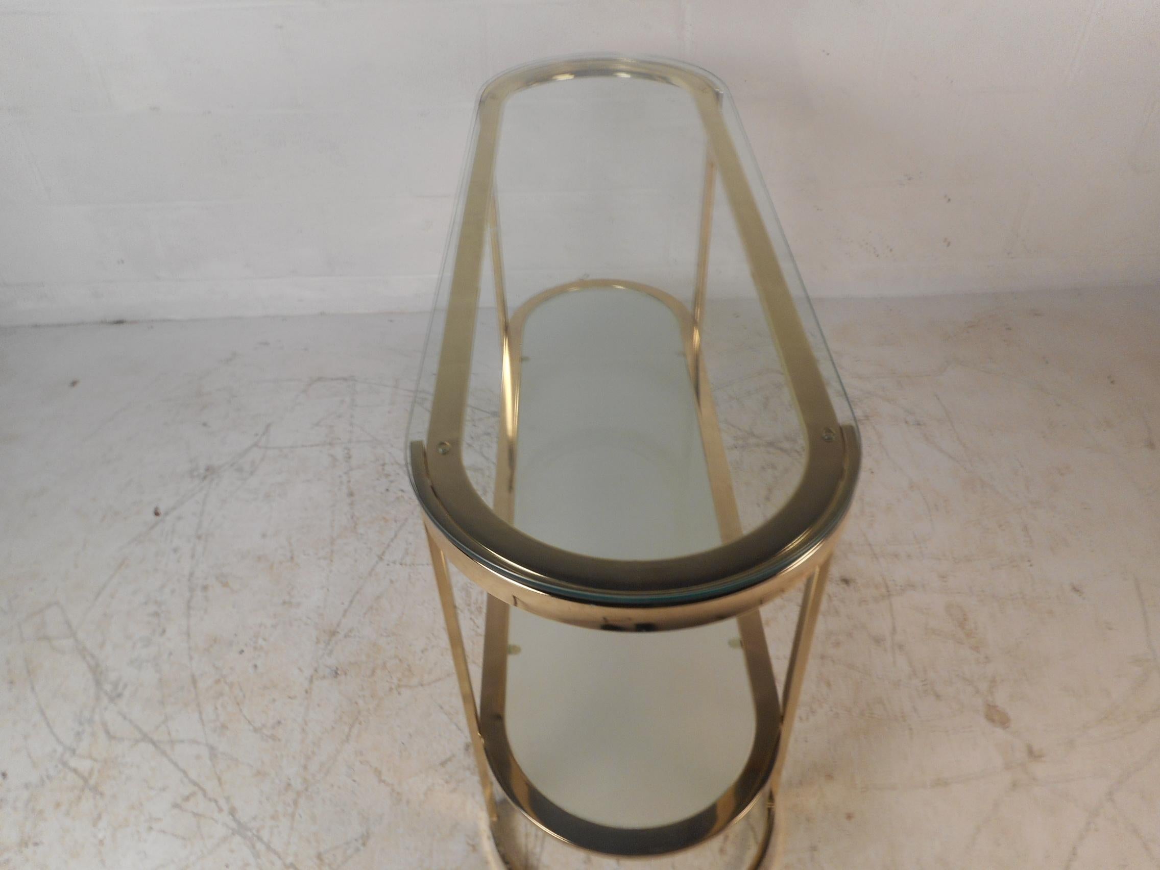 Brass Mid-Century Modern Two-Tier Console Table 5