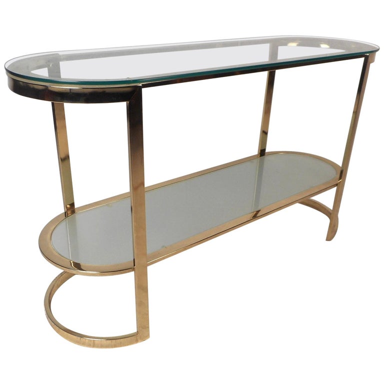 Brass Mid-Century Modern Two-Tier Console Table at 1stdibs