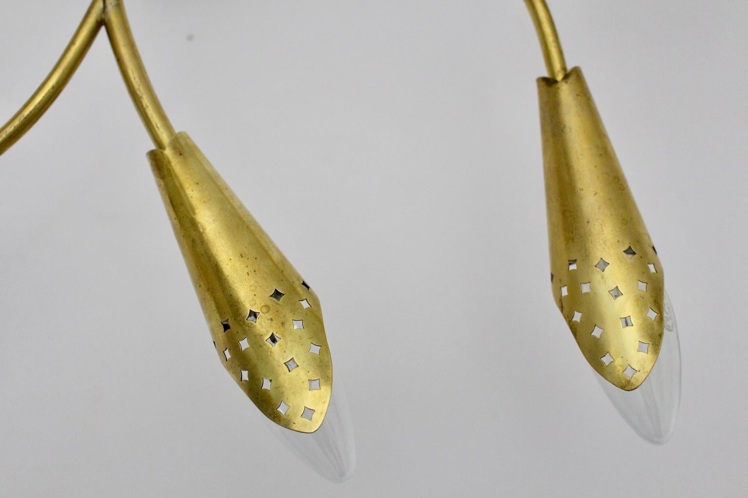 Brass Mid-Century Modern Vintage Ceiling Lamp by Rupert Nikoll, 1950s, Vienna For Sale 5