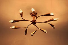 Moderne Deckenleuchte aus Messing aus der Mitte des Jahrhunderts von Rupert Nikoll, 1950er Jahre, Wien