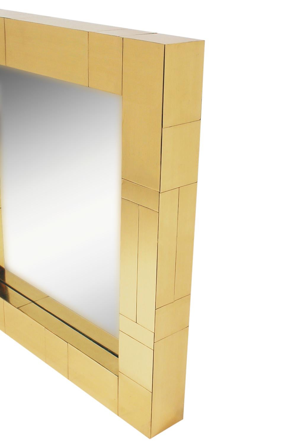 Quadratische Cityscape-Spiegel aus Messing aus der Mitte des Jahrhunderts im Stil von Paul Evans im Angebot 4