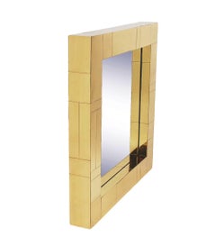 Brass Midcentury Square Cityscape Mirrors in the Style of Paul Evans
