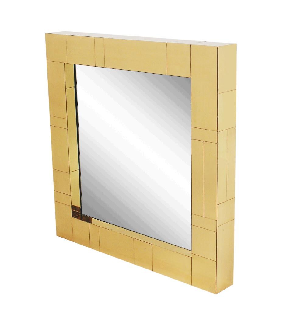 Quadratische Cityscape-Spiegel aus Messing aus der Mitte des Jahrhunderts im Stil von Paul Evans (Moderne der Mitte des Jahrhunderts) im Angebot
