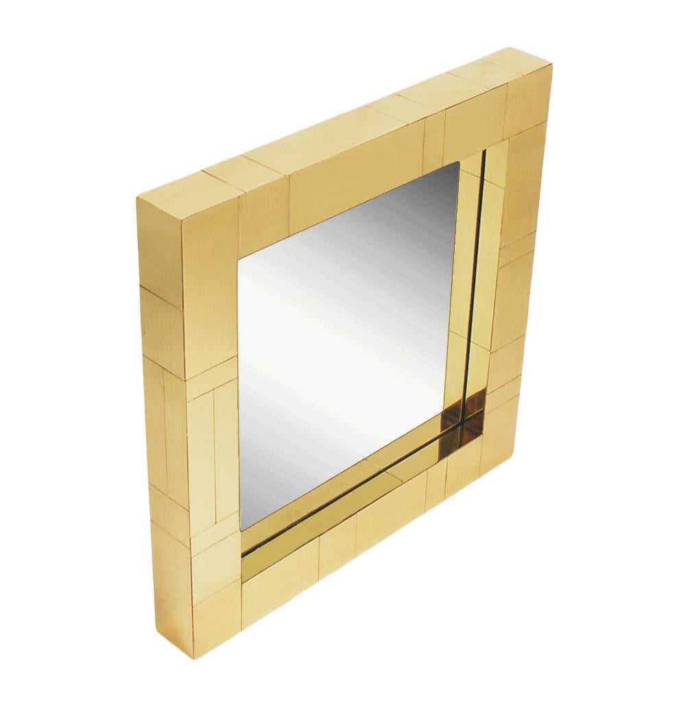 Quadratische Cityscape-Spiegel aus Messing aus der Mitte des Jahrhunderts im Stil von Paul Evans im Zustand „Gut“ im Angebot in Philadelphia, PA