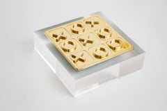 Vintage Brass Tic Tac Toe Set Game on Custom Lucite Base