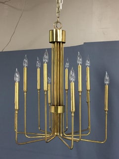 Brass Midcentury Chandelier with Twelve Arms by Hart Associates of LA