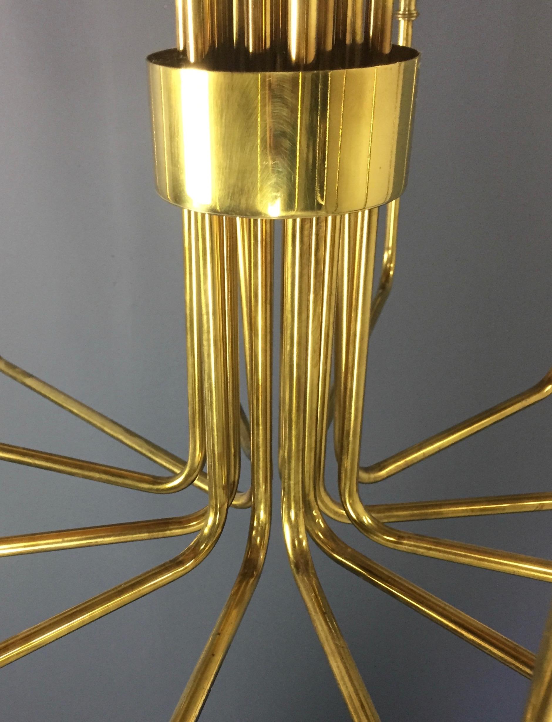 20th Century Brass Midcentury Chandelier with Twelve Arms by Hart Associates of LA