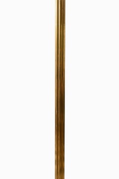 Brass Midcentury Italian Floor Lamp with Corlla Shape Lampshade, 1950