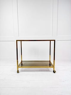 Brass Midcentury Side Table / Drinks Trolley, Belgium c. 1970's
