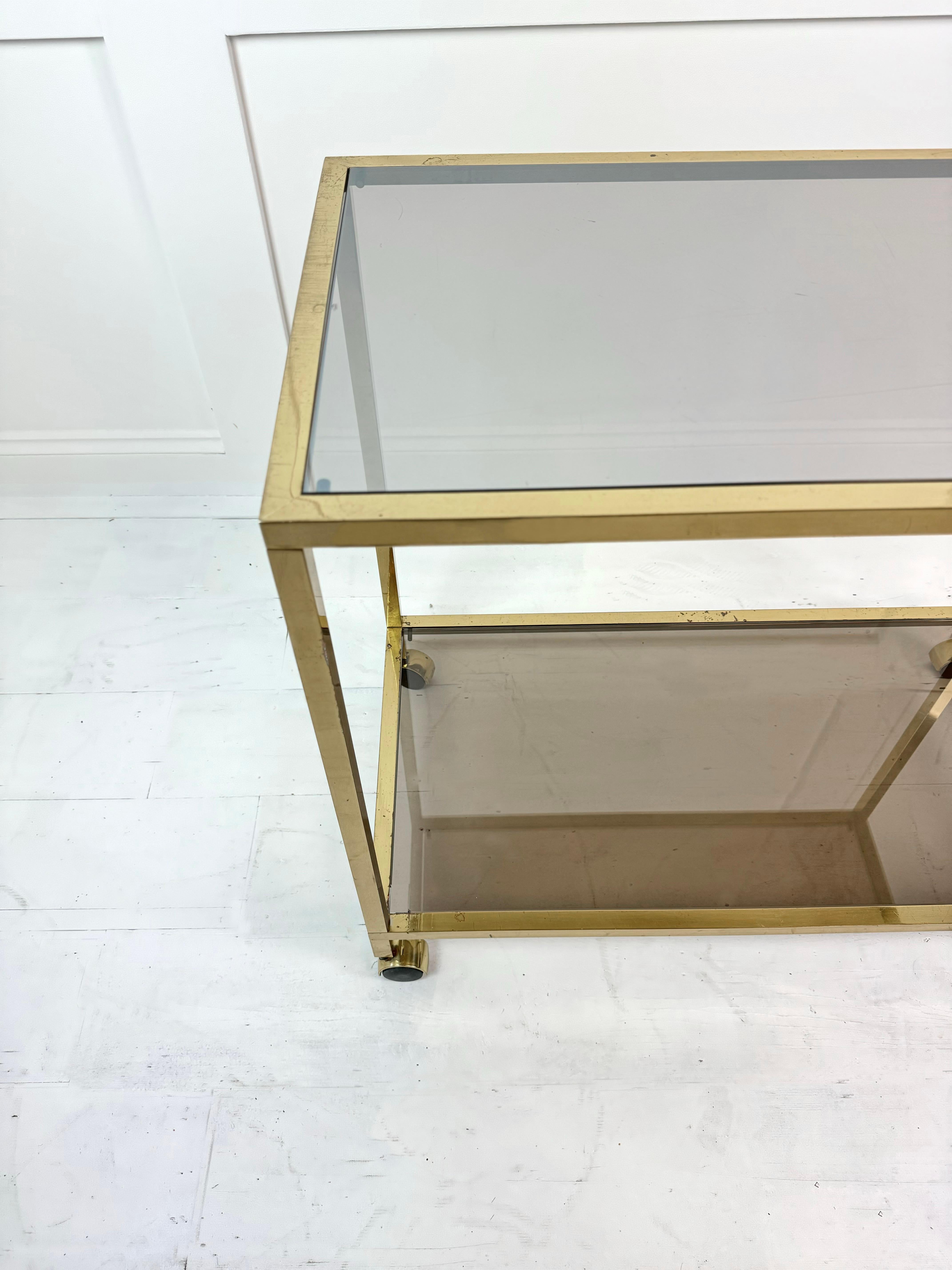 Brass Midcentury Side Table / Drinks Trolley, Belgium c. 1970's For Sale 2