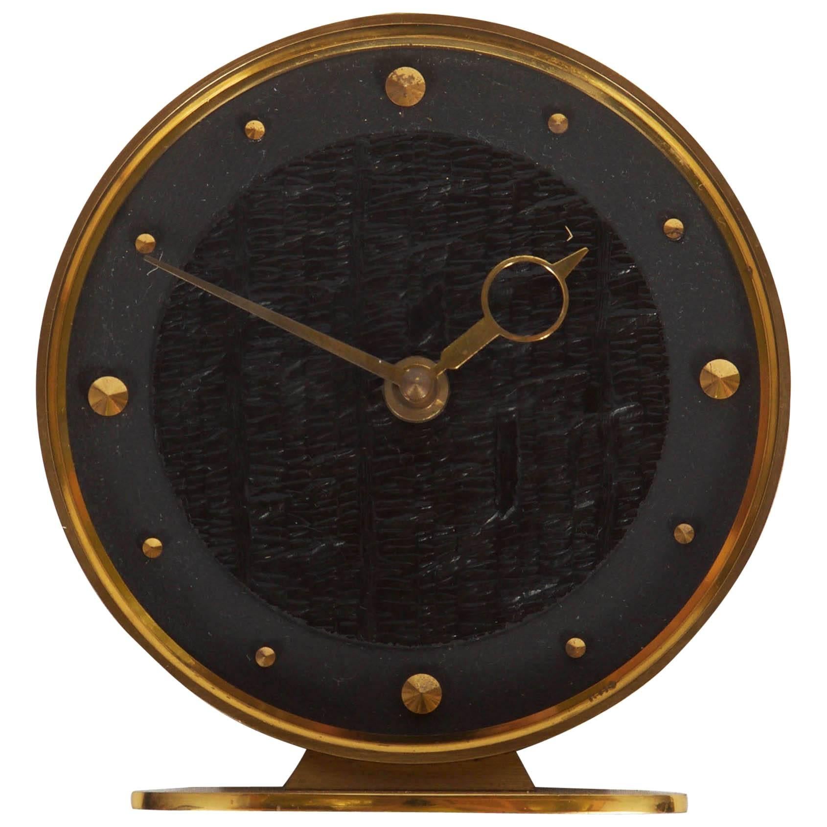 Brass Midcentury Table Clock by Kienzle