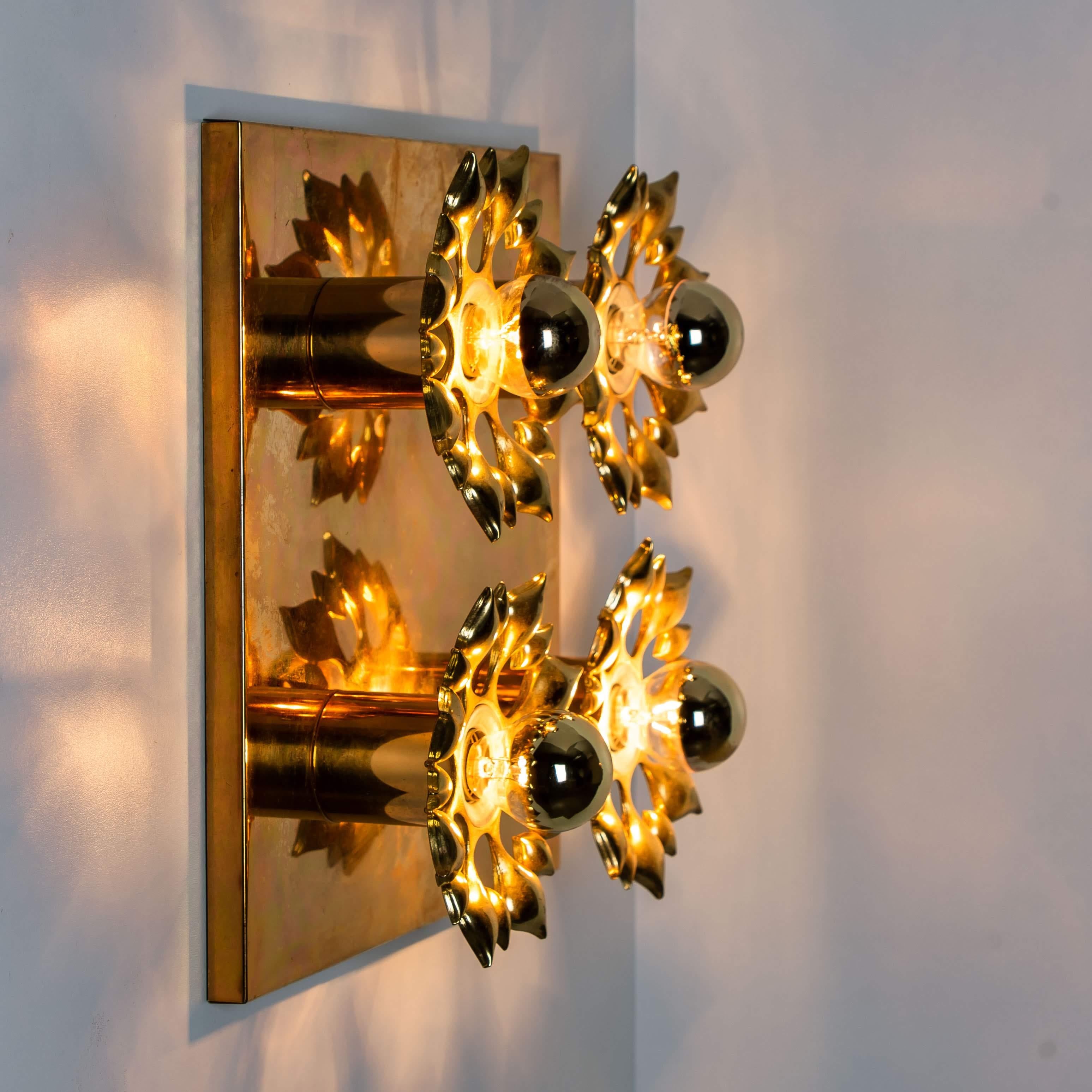 Mid-Century Modern Brass Orrefors Wall Light/Flush Mount, 1960 For Sale