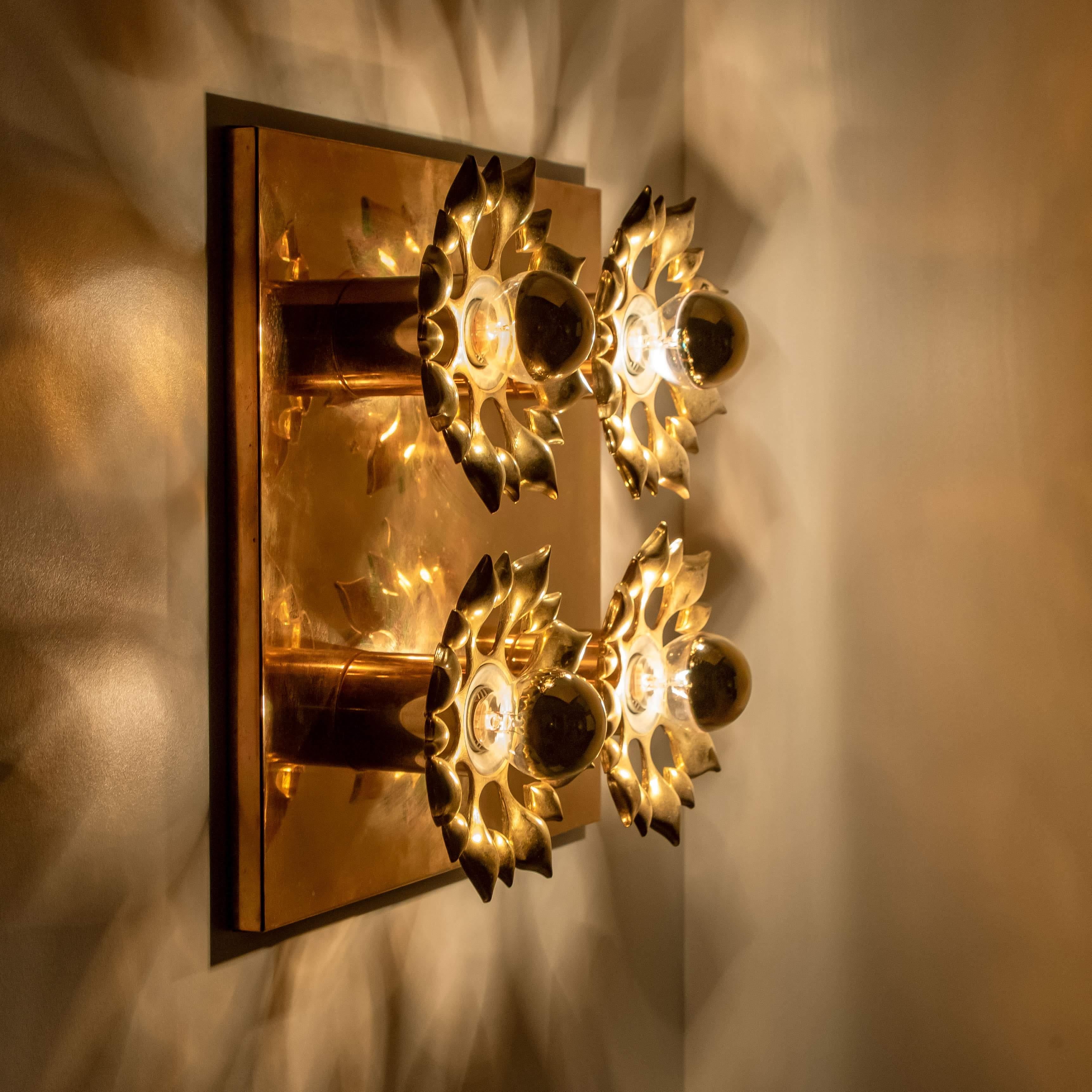 Lámpara de pared/plafón Orrefors de latón, 1960 en Bueno estado para la venta en Rijssen, NL
