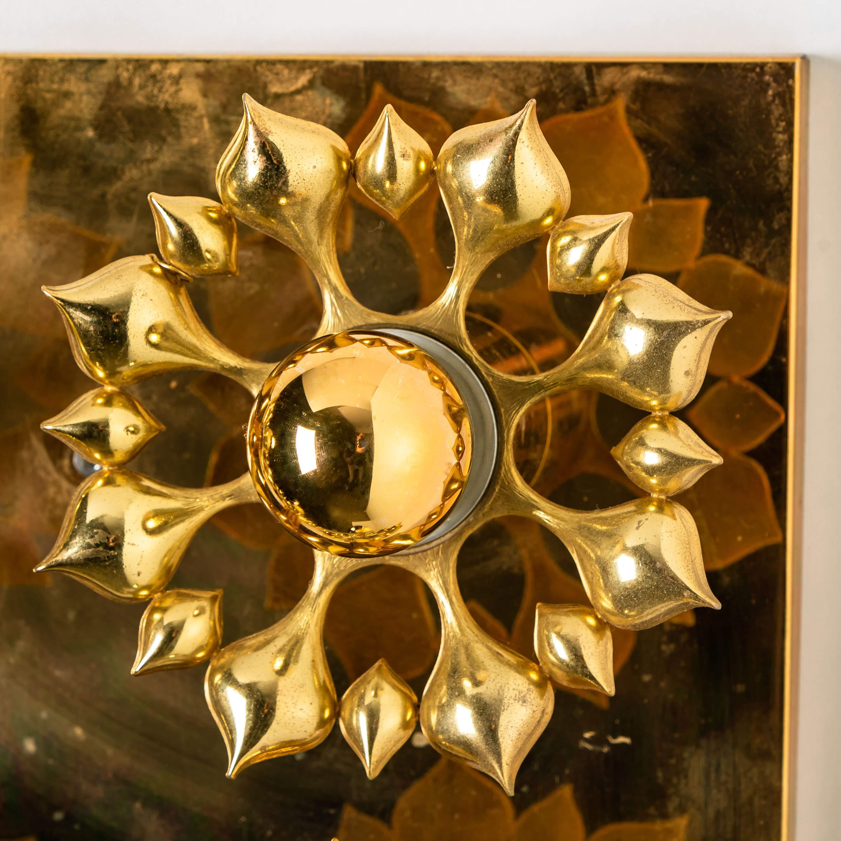 Lámpara de pared/plafón Orrefors de latón, 1960 en venta 1