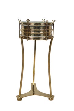 Brass Military or Marching Band Snare Drum Converted to Side Table, Mid-1900s