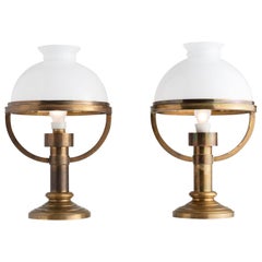 Brass and Milk Glass Table Lamp, Italy, circa 1960